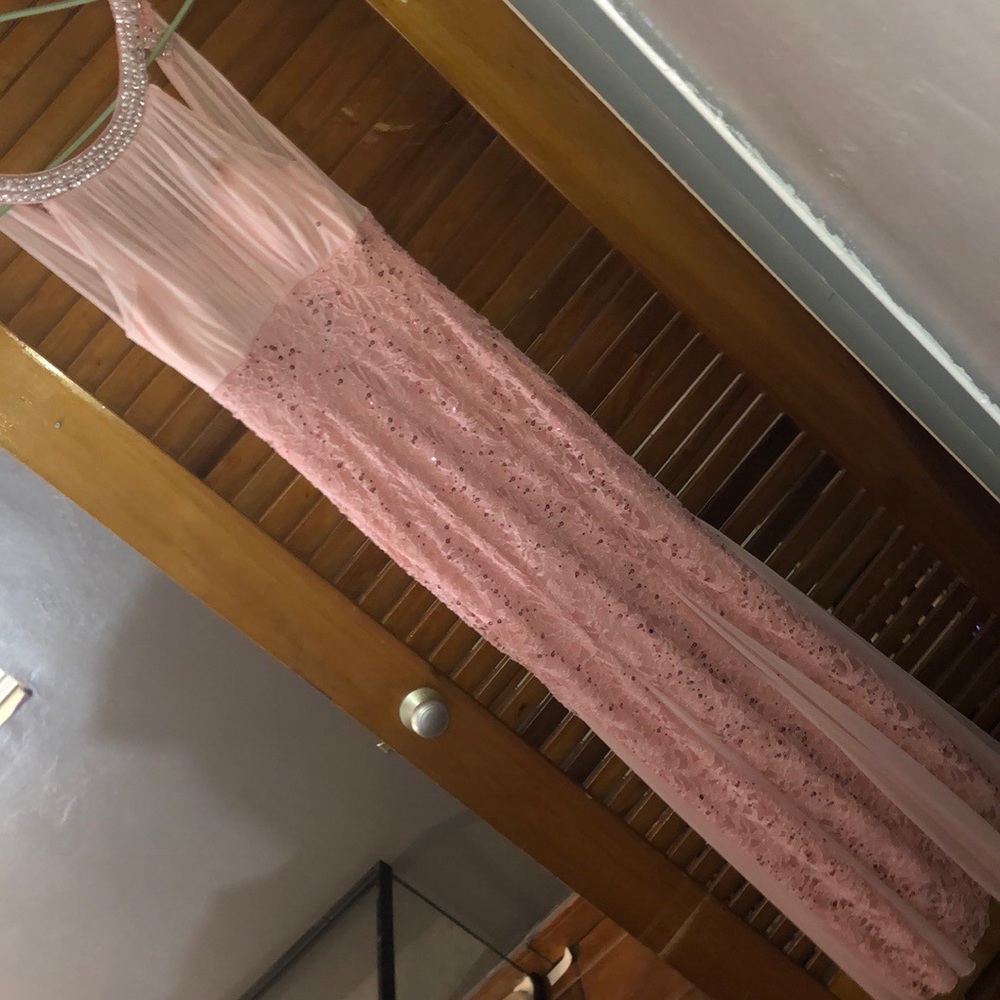 Neon little peach pink prom dress